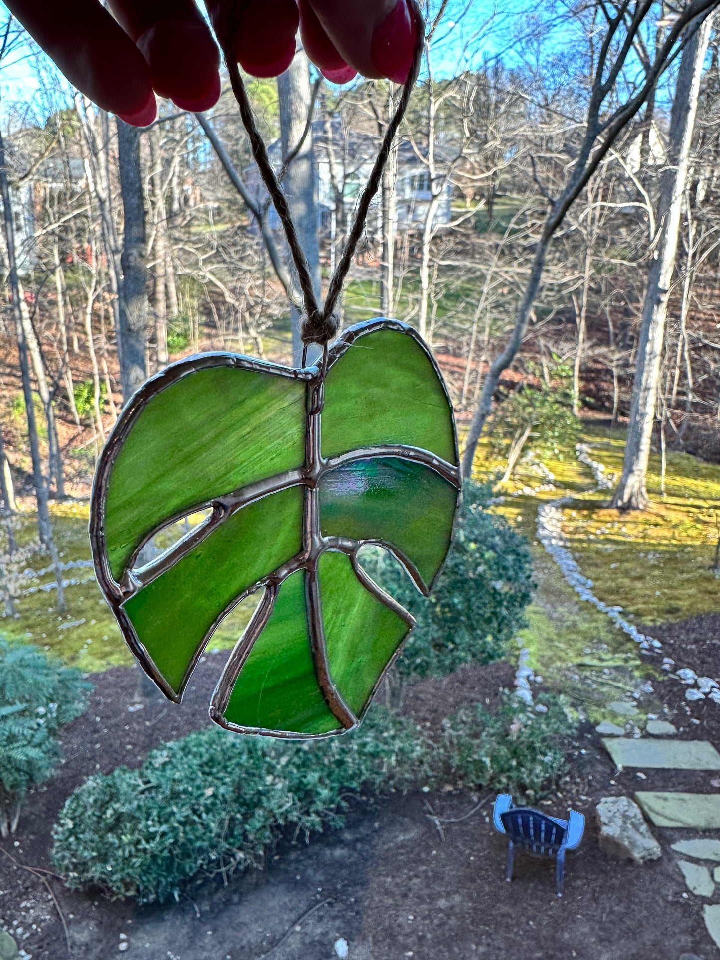 Stained Glass Monstera - Iridescent Green