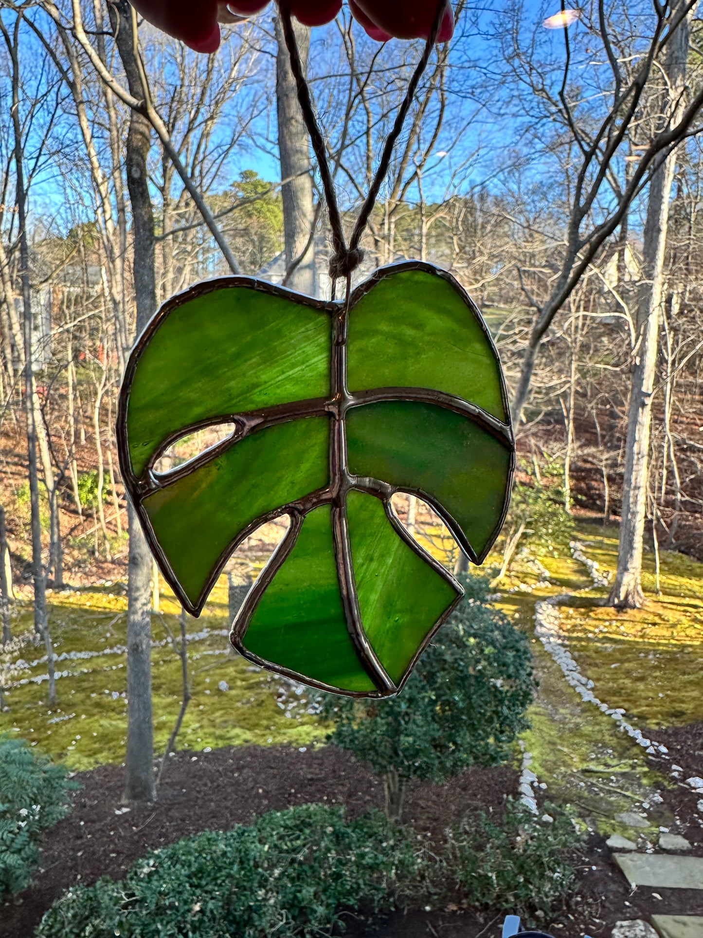 Stained Glass Monstera - Iridescent Green