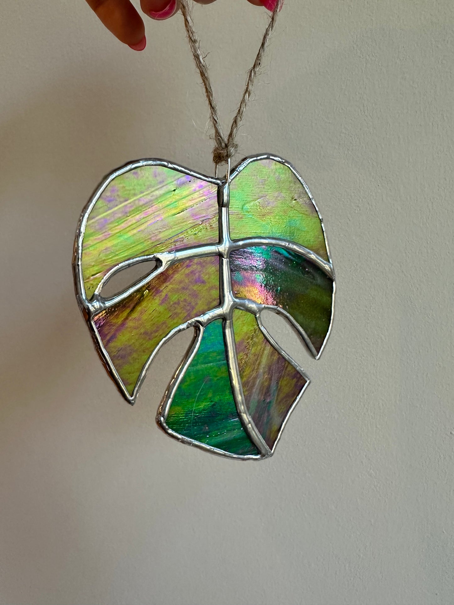 Stained Glass Monstera - Iridescent Green
