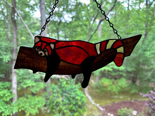 Red Panda Stained Glass Suncatcher